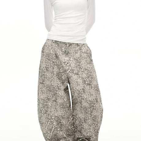 leopard wide curve pants　VM1421