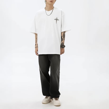 oversized cross graphic tee /3color　VM1174