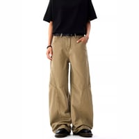 seam curved wide denim pants　VM1186