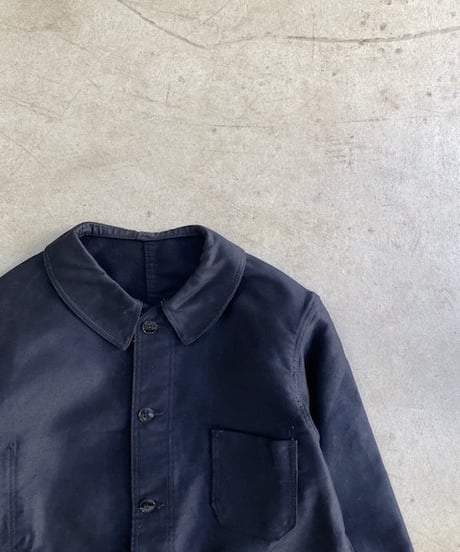 1950s Dead-stock French Black Moleskin Work Jacket(1950年代頃フランス, ブラックモールスキンワークジャケット)