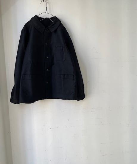 1950s Dead-stock French Black Moleskin Work Jacket(1950年代頃フランス, ブラックモールスキンワークジャケット)