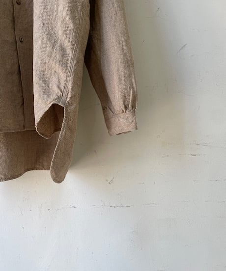 kaval / simple stitched shirt “cotton linen houndstooth pattern” (kaval のキモちE〜シャツ)