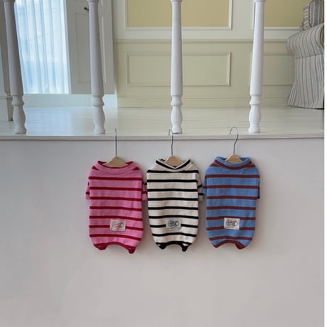 DOGSボーダーロンパース　DOGS Border Rompers