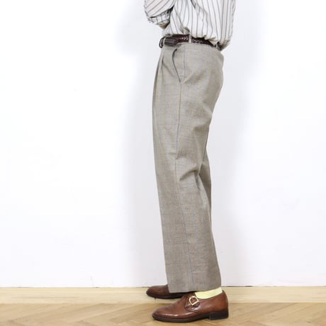 French Vintage Wool Check Trousers 1970s.