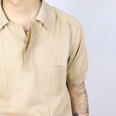 Euro Vintage Pointelle Knit Polo Shirt 1970-80s