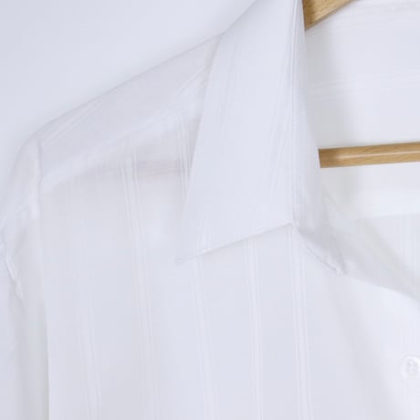 Euro Vintage White Tonal Stripe Dress Shirts 1990s