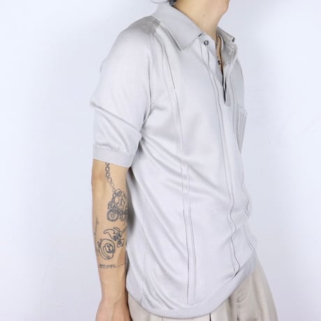 Italian Vintage Silver Knit Polo Shirt 1980-90s