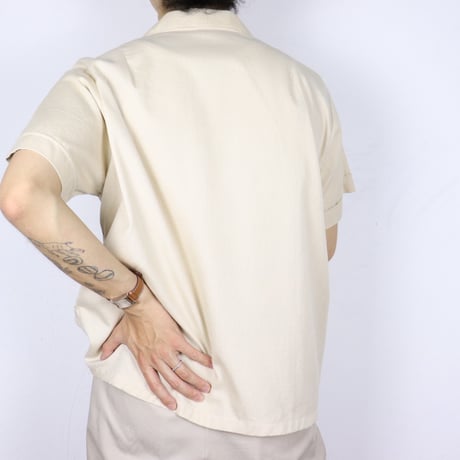 German Vintage Mesh Panel Open Collar Shirt 1960s