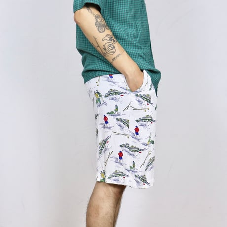 Euro Vintage Mulch Print Viscose Easy Shorts 1980s