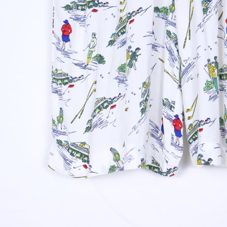 Euro Vintage Mulch Print Viscose Easy Shorts 1980s