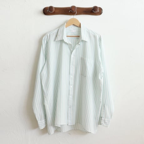 Euro Vintage Green Stripe Dress Shirts 1980s