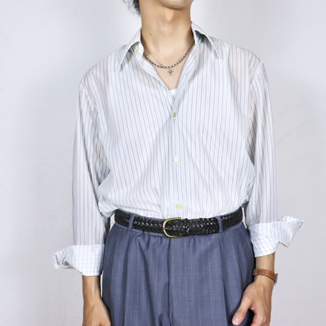 German Vintage Nylon Stripe Dress Shirts 1970s