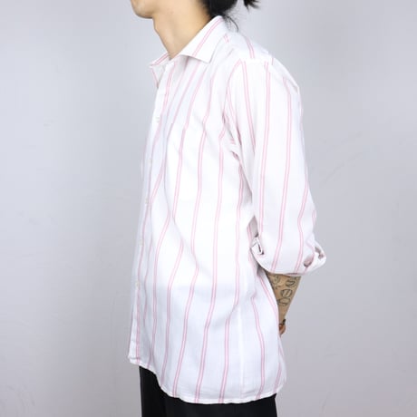 French Vintage Pink Stripe with "E.BERGER" Shirts 1980s
