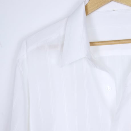 Euro Vintage White Tonal Stripe Dress Shirts 1990s