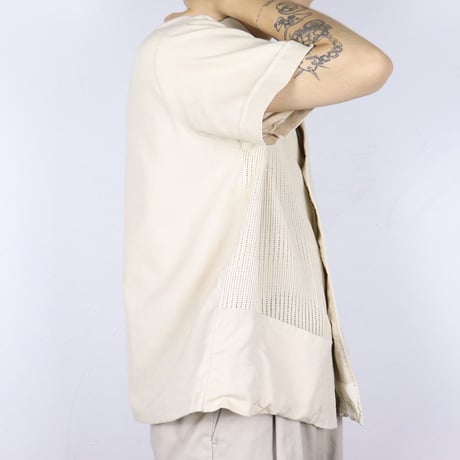 German Vintage Mesh Panel Open Collar Shirt 1960s