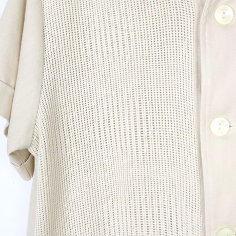 German Vintage Mesh Panel Open Collar Shirt 1960s