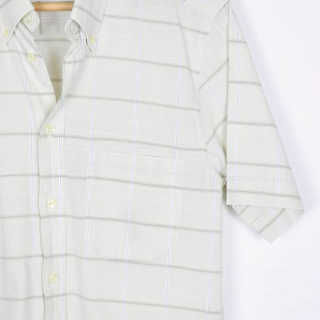 Italian Vintage Windowpane Check BD S/S Shirts 1980-90s