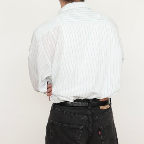 Euro Vintage Green Stripe Dress Shirts 1980s
