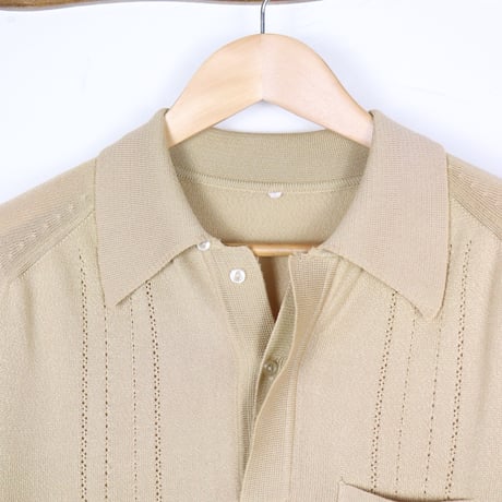 Euro Vintage Pointelle Knit Polo Shirt 1970-80s