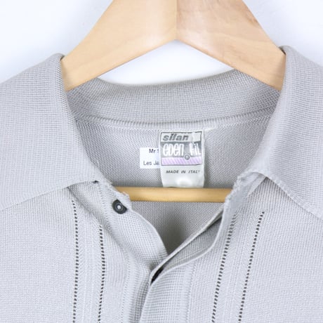 Italian Vintage Silver Knit Polo Shirt 1980-90s
