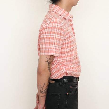Euro Vintage Orange Plaid S/S Shirts 1970s
