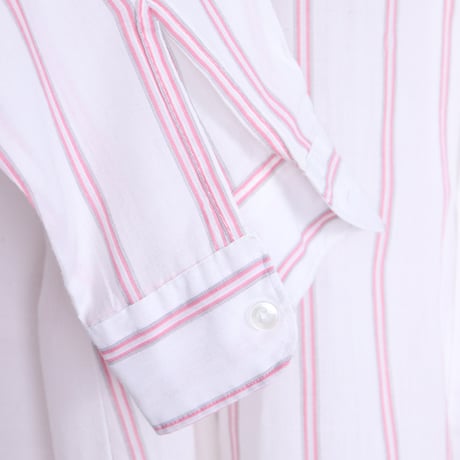 French Vintage Pink Stripe with "E.BERGER" Shirts 1980s