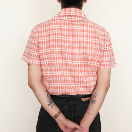 Euro Vintage Orange Plaid S/S Shirts 1970s
