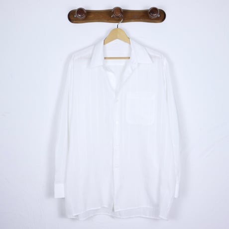 Euro Vintage White Tonal Stripe Dress Shirts 1990s