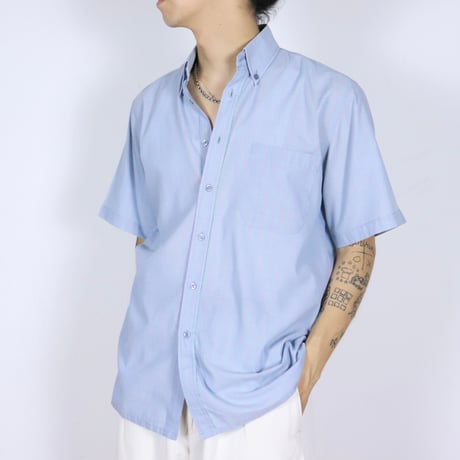 French Vintage Pastel Blue BD S/S Shirts 1980s