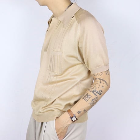 Euro Vintage Pointelle Knit Polo Shirt 1970-80s