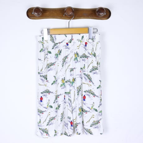 Euro Vintage Mulch Print Viscose Easy Shorts 1980s