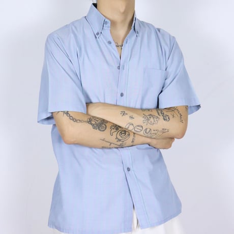French Vintage Pastel Blue BD S/S Shirts 1980s