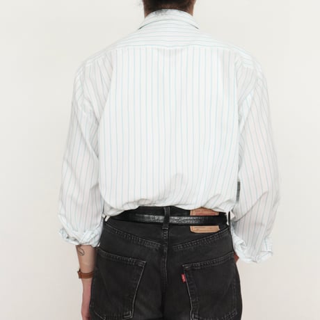 Euro Vintage Green Stripe Dress Shirts 1980s