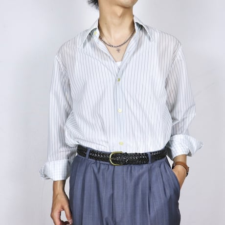German Vintage Nylon Stripe Dress Shirts 1970s