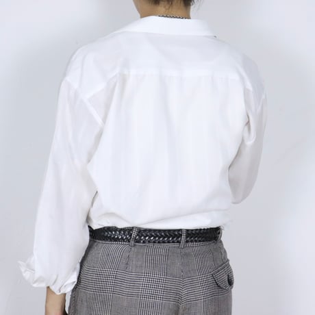 Euro Vintage White Tonal Stripe Dress Shirts 1990s