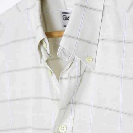 Italian Vintage Windowpane Check BD S/S Shirts 1980-90s