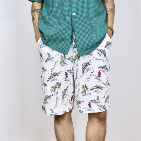 Euro Vintage Mulch Print Viscose Easy Shorts 1980s