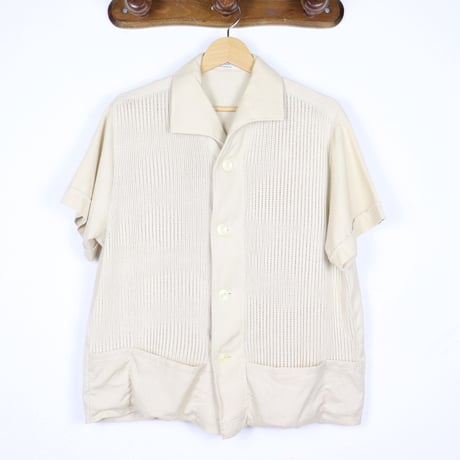German Vintage Mesh Panel Open Collar Shirt 1960s