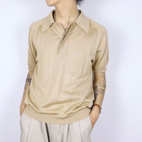 Euro Vintage Pointelle Knit Polo Shirt 1970-80s