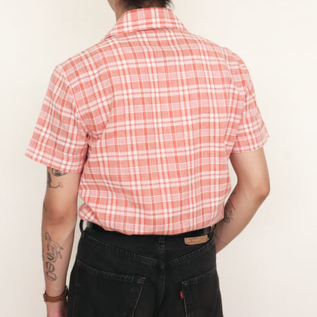 Euro Vintage Orange Plaid S/S Shirts 1970s