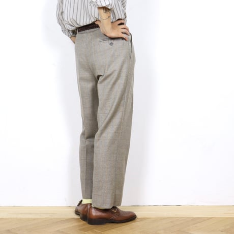 French Vintage Wool Check Trousers 1970s.
