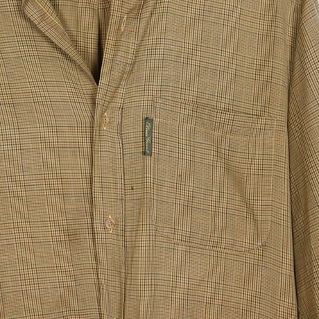 French Vintage Glen Check No Collar Shirts 1980s