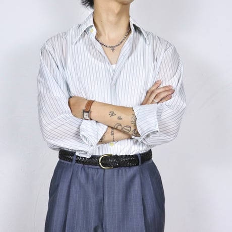 German Vintage Nylon Stripe Dress Shirts 1970s