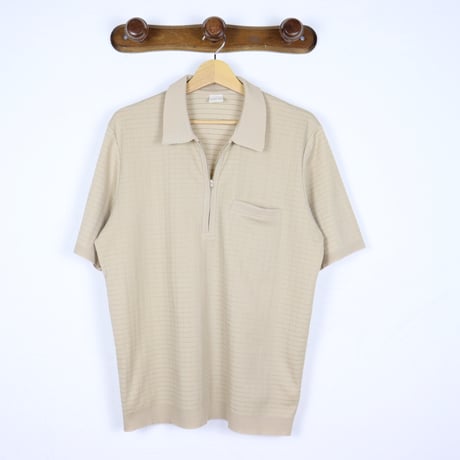 French Vintage Half Zip Knit Polo Shirt 1980s