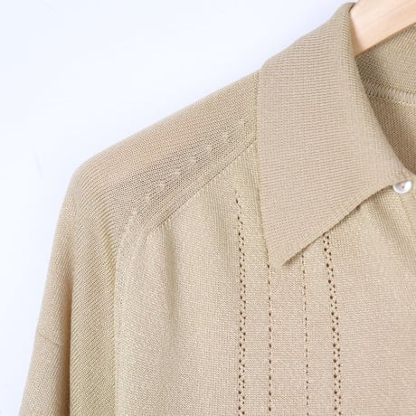 Euro Vintage Pointelle Knit Polo Shirt 1970-80s