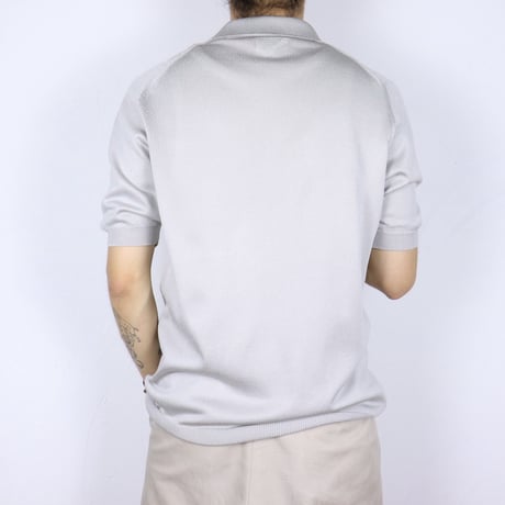 Italian Vintage Silver Knit Polo Shirt 1980-90s