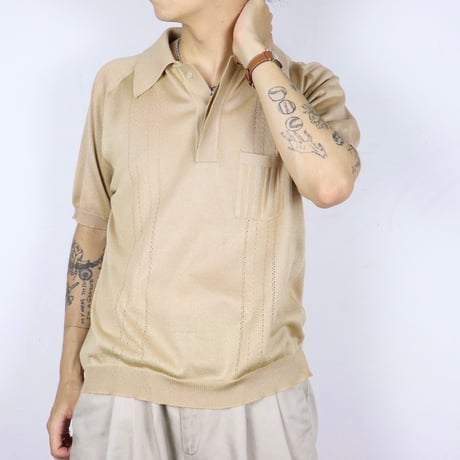 Euro Vintage Pointelle Knit Polo Shirt 1970-80s