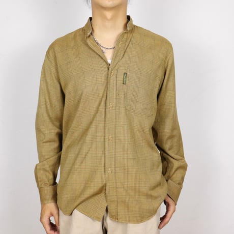 French Vintage Glen Check No Collar Shirts 1980s