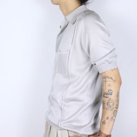Italian Vintage Silver Knit Polo Shirt 1980-90s
