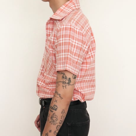 Euro Vintage Orange Plaid S/S Shirts 1970s